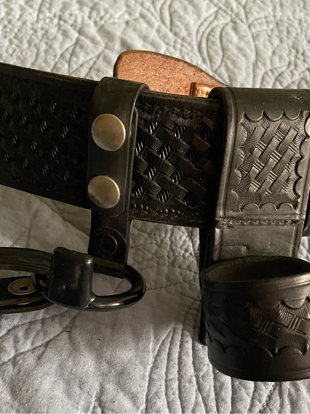 Bucheimer Basketweave Belt  Sz.36  Black  Uncle Mike's Sidekick Holster  Size 21